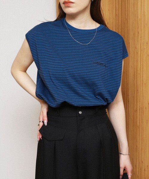Firsthand(ファーストハンド)の「MA Firsthand/マ ファーストハンド ピンボーダー フレンチスリーブ Tシャツ/ PIN BORDER FRENCH SLEEVE TEE(Tシャツ/カットソー・レディース・ブラック/ネイビー/ホワイト・FREE)」の21枚目の写真