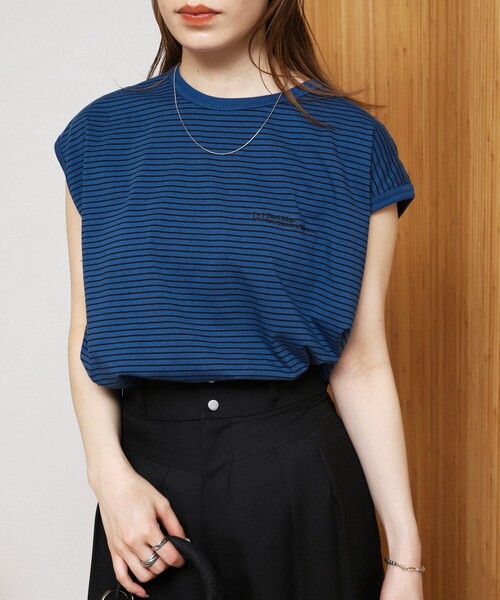 Firsthand(ファーストハンド)の「MA Firsthand/マ ファーストハンド ピンボーダー フレンチスリーブ Tシャツ/ PIN BORDER FRENCH SLEEVE TEE(Tシャツ/カットソー・レディース・ブラック/ネイビー/ホワイト・FREE)」の22枚目の写真