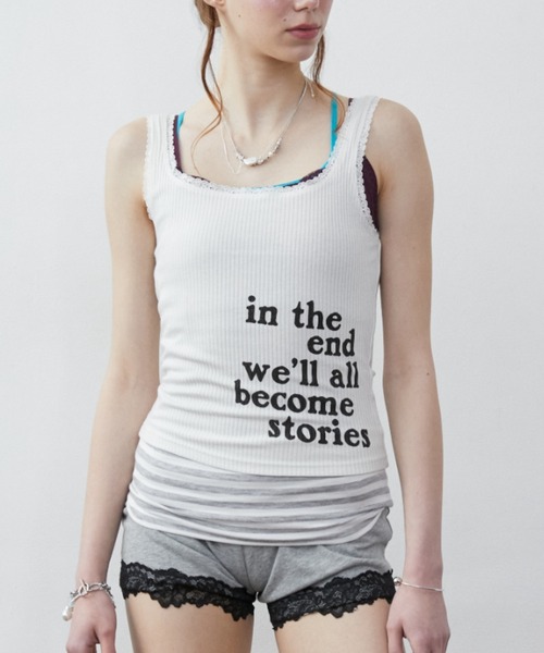Rohwel（ローウェル）の「Lace Graphic Rib Tank Top / レースグラフィックリブタンクトップ（タンクトップ・レディース・ホワイト/グレー・FREE）」の9枚目の写真