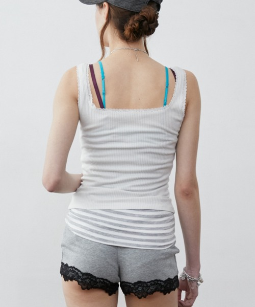 Rohwel（ローウェル）の「Lace Graphic Rib Tank Top / レースグラフィックリブタンクトップ（タンクトップ・レディース・ホワイト/グレー・FREE）」の11枚目の写真