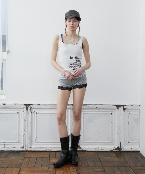 Rohwel（ローウェル）の「Lace Graphic Rib Tank Top / レースグラフィックリブタンクトップ（タンクトップ・レディース・ホワイト/グレー・FREE）」の17枚目の写真