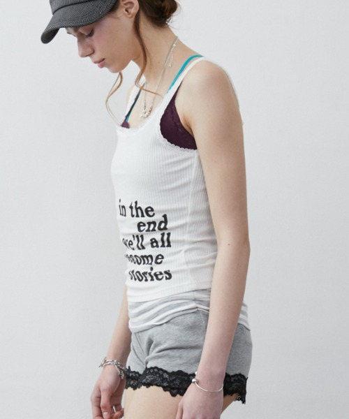 Rohwel（ローウェル）の「Lace Graphic Rib Tank Top / レースグラフィックリブタンクトップ（タンクトップ・レディース・ホワイト/グレー・FREE）」の10枚目の写真