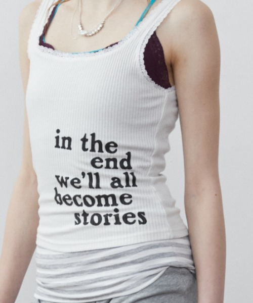 Rohwel（ローウェル）の「Lace Graphic Rib Tank Top / レースグラフィックリブタンクトップ（タンクトップ・レディース・ホワイト/グレー・FREE）」の12枚目の写真