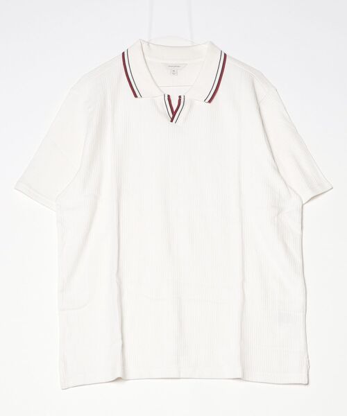 BANANA REPUBLIC FACTORY STORE(バナナリパブリック ファクトリーストア)の「BANANA REPUBLIC FACTORY STORE クリンクル リブ ジョニーカラー シャツ(ポロシャツ・メンズ・ホワイト/ネイビー・XL/L/M/S)」の6枚目の写真