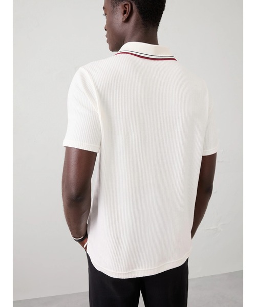 BANANA REPUBLIC FACTORY STORE(バナナリパブリック ファクトリーストア)の「BANANA REPUBLIC FACTORY STORE クリンクル リブ ジョニーカラー シャツ(ポロシャツ・メンズ・ホワイト/ネイビー・XL/L/M/S)」の4枚目の写真