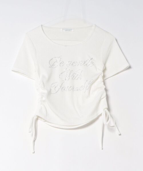 Another Branch olive des olive(アナザーブランチオリーブデオリーブ)の「アソートラインストーンロゴ脇ギャザーTシャツ(Tシャツ/カットソー・レディース・ホワイト系その他/ブラック/オフホワイト/チャコールグレー・FREE)」の15枚目の写真