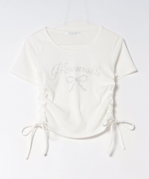 Another Branch olive des olive(アナザーブランチオリーブデオリーブ)の「アソートラインストーンロゴ脇ギャザーTシャツ(Tシャツ/カットソー・レディース・ホワイト系その他/ブラック/オフホワイト/チャコールグレー・FREE)」の16枚目の写真