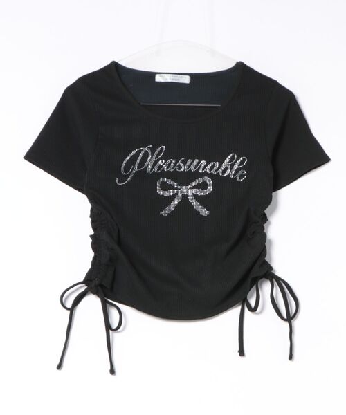 Another Branch olive des olive(アナザーブランチオリーブデオリーブ)の「アソートラインストーンロゴ脇ギャザーTシャツ(Tシャツ/カットソー・レディース・ホワイト系その他/ブラック/オフホワイト/チャコールグレー・FREE)」の18枚目の写真