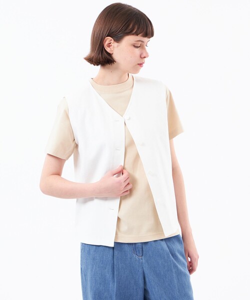 MACKINTOSH PHILOSOPHY(マッキントッシュ フィロソフィー)の「ドライオックスフォード2WAYブラウス(シャツ/ブラウス・レディース・オフホワイト/ベージュ系その他/ブラウン系その他4/ダークネイビー/ブルー・36/38)」の1枚目の写真
