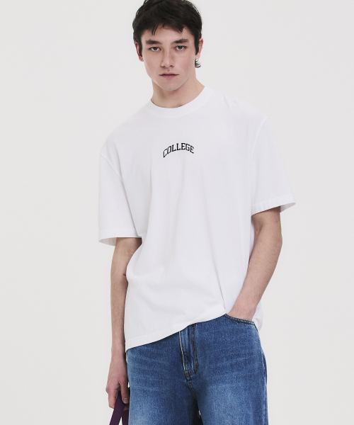 NOHANT(ノアン)の「COLLEGE LOGO T-SHIRT WHITE(Tシャツ/カットソー・メンズ・ホワイト・LARGE/MEDIUM/SMALL/X-SMALL)」の1枚目の写真