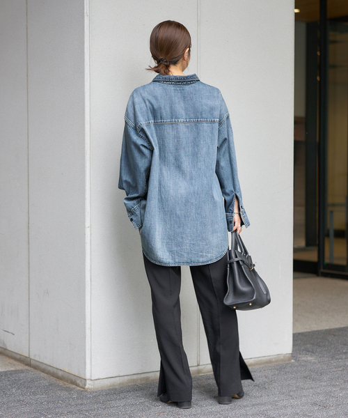 JOURNAL STANDARD（ジャーナルスタンダード）の「《追加2》ライトオンスデニムシャツ（シャツ/ブラウス・レディース・ブルー系その他/ベージュ・FREE）」の4枚目の写真