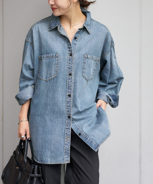 JOURNAL STANDARD（ジャーナルスタンダード）の「《追加2》ライトオンスデニムシャツ（シャツ/ブラウス・レディース・ブルー系その他/ベージュ・FREE）」の7枚目の写真