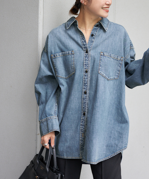 JOURNAL STANDARD（ジャーナルスタンダード）の「《追加2》ライトオンスデニムシャツ（シャツ/ブラウス・レディース・ブルー系その他/ベージュ・FREE）」の9枚目の写真