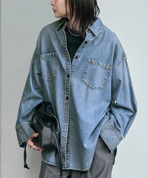 JOURNAL STANDARD（ジャーナルスタンダード）の「《追加2》ライトオンスデニムシャツ（シャツ/ブラウス・レディース・ブルー系その他/ベージュ・FREE）」の15枚目の写真