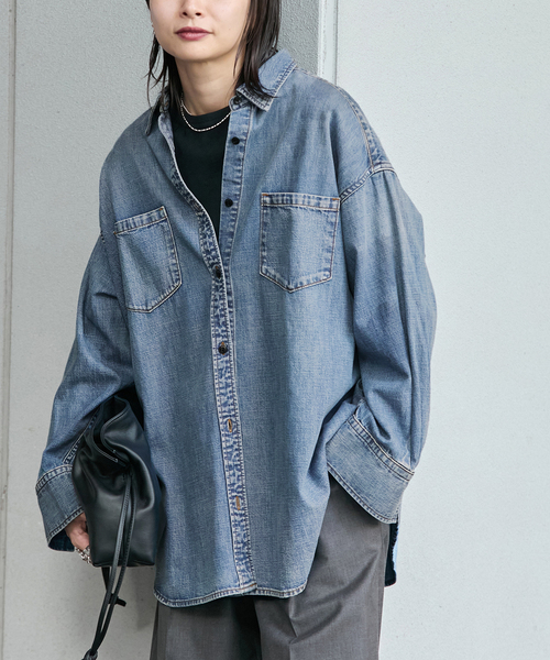 JOURNAL STANDARD（ジャーナルスタンダード）の「《追加2》ライトオンスデニムシャツ（シャツ/ブラウス・レディース・ブルー系その他/ベージュ・FREE）」の16枚目の写真