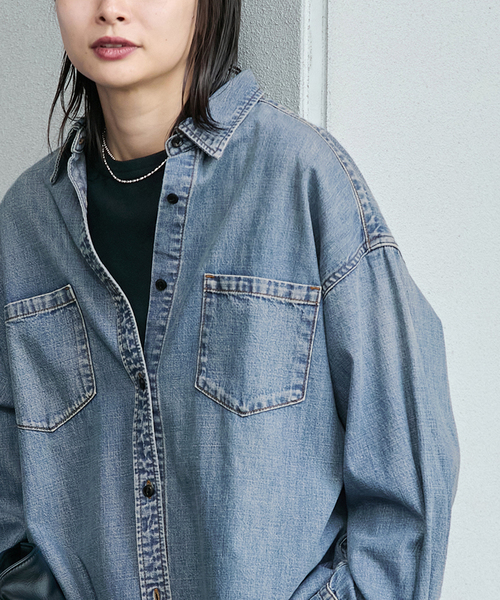 JOURNAL STANDARD（ジャーナルスタンダード）の「《追加2》ライトオンスデニムシャツ（シャツ/ブラウス・レディース・ブルー系その他/ベージュ・FREE）」の17枚目の写真