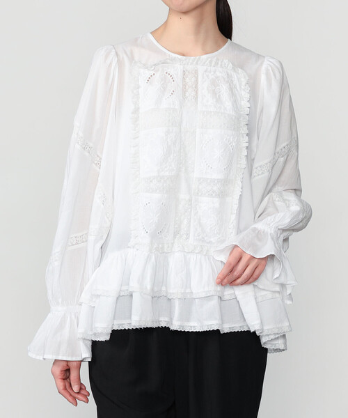 crinkle crinkle crinkle(クリンクルクリンクルクリンクル)の「crinkle crinkle crinkle | フロントタペストリー 2WAYブラウス WOMEN(シャツ/ブラウス・レディース・ホワイト/ブラック・F)」の11枚目の写真