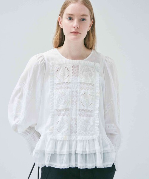【crinkle crinkle crinkle】 2way ブラウス crinkle crinkle crinkle | フロントタペストリー 2WAYブラウス WOMEN