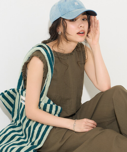 FREAK'S STORE(フリークスストア)の「インド 裁ち切りフリルロンパース(つなぎ/オールインワン・レディース・オリーブ/ブラック・フリ-)」の8枚目の写真