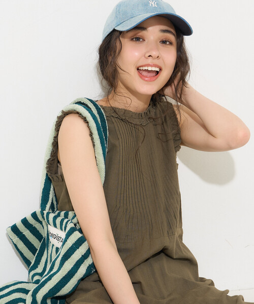 FREAK'S STORE(フリークスストア)の「インド 裁ち切りフリルロンパース(つなぎ/オールインワン・レディース・オリーブ/ブラック・フリ-)」の12枚目の写真