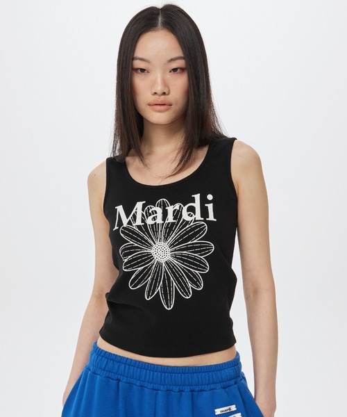 Mardi Mercredi(マルディメクルディ)の「TANK SCOOP NECK FLOWERMARDI / タンク スクープ ネック フラワーマルディ(タンクトップ・レディース・グレー×ホワイト/ブラック×ホワイト・FREE)」の8枚目の写真