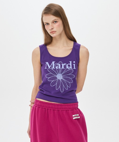 Mardi Mercredi(マルディメクルディ)の「TANK SCOOP NECK FLOWERMARDI / タンク スクープ ネック フラワーマルディ(タンクトップ・レディース・グレー×ホワイト/ブラック×ホワイト・FREE)」の18枚目の写真
