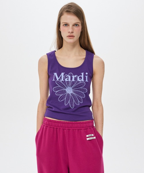 Mardi Mercredi(マルディメクルディ)の「TANK SCOOP NECK FLOWERMARDI / タンク スクープ ネック フラワーマルディ(タンクトップ・レディース・グレー×ホワイト/ブラック×ホワイト・FREE)」の19枚目の写真