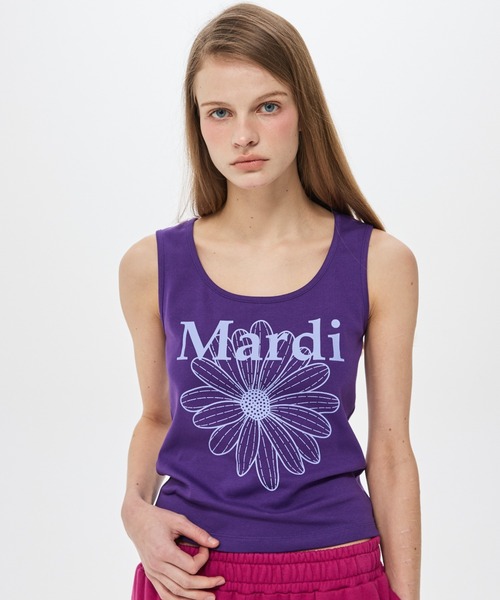 Mardi Mercredi(マルディメクルディ)の「TANK SCOOP NECK FLOWERMARDI / タンク スクープ ネック フラワーマルディ(タンクトップ・レディース・グレー×ホワイト/ブラック×ホワイト・FREE)」の20枚目の写真