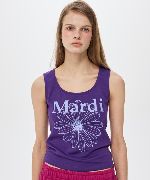 Mardi Mercredi(マルディメクルディ)の「TANK SCOOP NECK FLOWERMARDI / タンク スクープ ネック フラワーマルディ(タンクトップ・レディース・グレー×ホワイト/ブラック×ホワイト・FREE)」の21枚目の写真