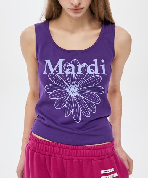 Mardi Mercredi(マルディメクルディ)の「TANK SCOOP NECK FLOWERMARDI / タンク スクープ ネック フラワーマルディ(タンクトップ・レディース・グレー×ホワイト/ブラック×ホワイト・FREE)」の22枚目の写真