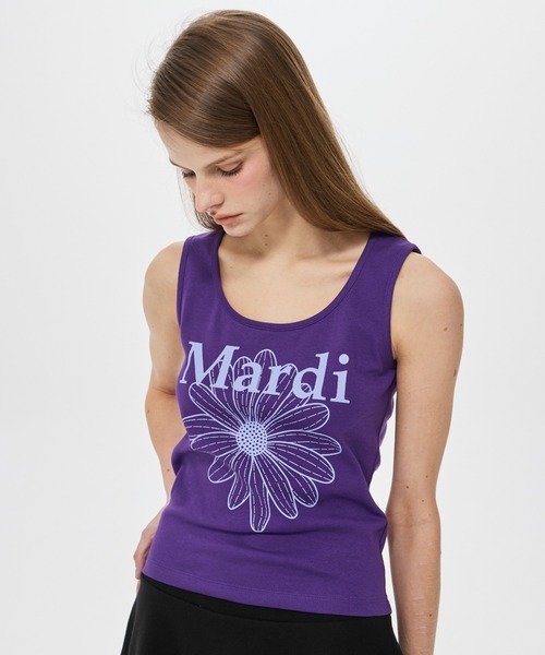Mardi Mercredi(マルディメクルディ)の「TANK SCOOP NECK FLOWERMARDI / タンク スクープ ネック フラワーマルディ(タンクトップ・レディース・グレー×ホワイト/ブラック×ホワイト・FREE)」の14枚目の写真