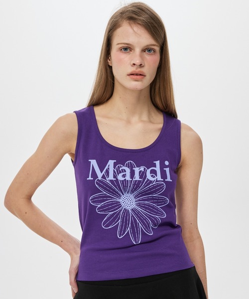 Mardi Mercredi(マルディメクルディ)の「TANK SCOOP NECK FLOWERMARDI / タンク スクープ ネック フラワーマルディ(タンクトップ・レディース・グレー×ホワイト/ブラック×ホワイト・FREE)」の13枚目の写真