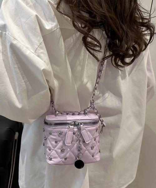 Miniministore(ミニミニストア)の「ミニバニティバッグスタッズチェーンバッグ(ショルダーバッグ・レディース・イエロー/ブラック/ラベンダー/オフホワイト・FREE)」の1枚目の写真