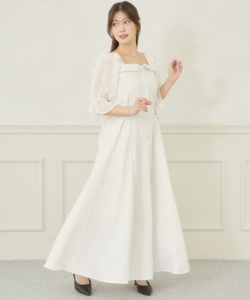 Ambre Neige(アンブルネージュ)の「side velt docking dress / サイドベルトドッキングワンピース(ワンピース・レディース・ホワイト系その他/ベージュ/ブラック・FREE)」の1枚目の写真