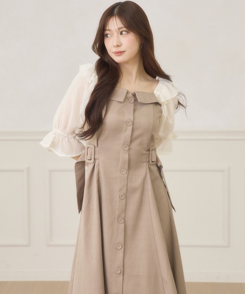 Ambre Neige(アンブルネージュ)の「side velt docking dress / サイドベルトドッキングワンピース(ワンピース・レディース・ホワイト系その他/ベージュ/ブラック・FREE)」の22枚目の写真