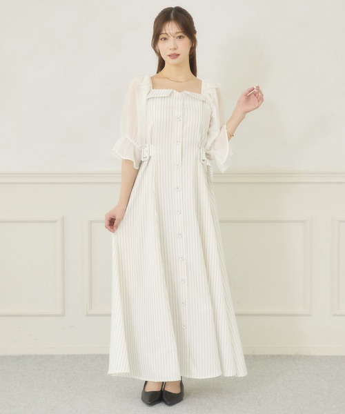 Ambre Neige(アンブルネージュ)の「side velt docking dress / サイドベルトドッキングワンピース(ワンピース・レディース・ホワイト系その他/ベージュ/ブラック・FREE)」の5枚目の写真