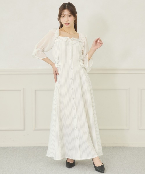 Ambre Neige(アンブルネージュ)の「side velt docking dress / サイドベルトドッキングワンピース(ワンピース・レディース・ホワイト系その他/ベージュ/ブラック・FREE)」の6枚目の写真