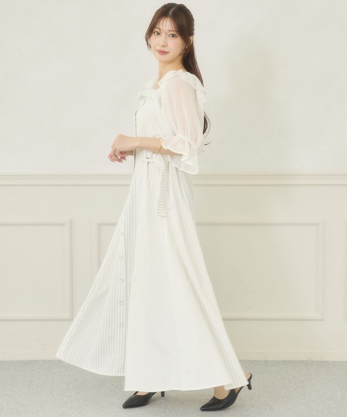 Ambre Neige(アンブルネージュ)の「side velt docking dress / サイドベルトドッキングワンピース(ワンピース・レディース・ホワイト系その他/ベージュ/ブラック・FREE)」の7枚目の写真