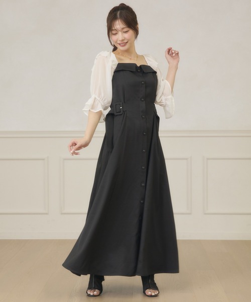 Ambre Neige(アンブルネージュ)の「side velt docking dress / サイドベルトドッキングワンピース(ワンピース・レディース・ホワイト系その他/ベージュ/ブラック・FREE)」の19枚目の写真