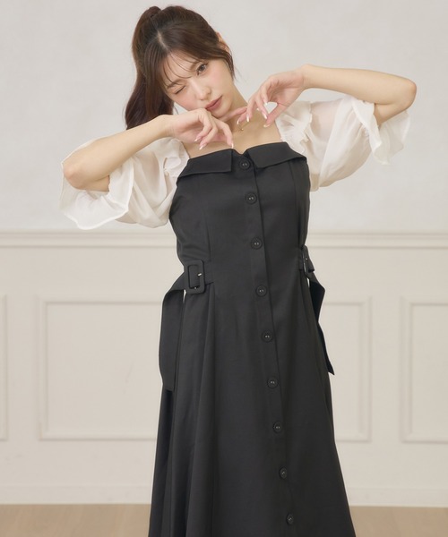 Ambre Neige(アンブルネージュ)の「side velt docking dress / サイドベルトドッキングワンピース(ワンピース・レディース・ホワイト系その他/ベージュ/ブラック・FREE)」の11枚目の写真