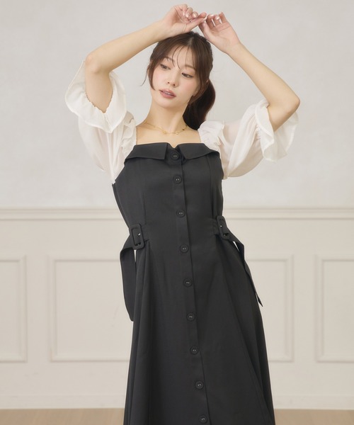 Ambre Neige(アンブルネージュ)の「side velt docking dress / サイドベルトドッキングワンピース(ワンピース・レディース・ホワイト系その他/ベージュ/ブラック・FREE)」の12枚目の写真