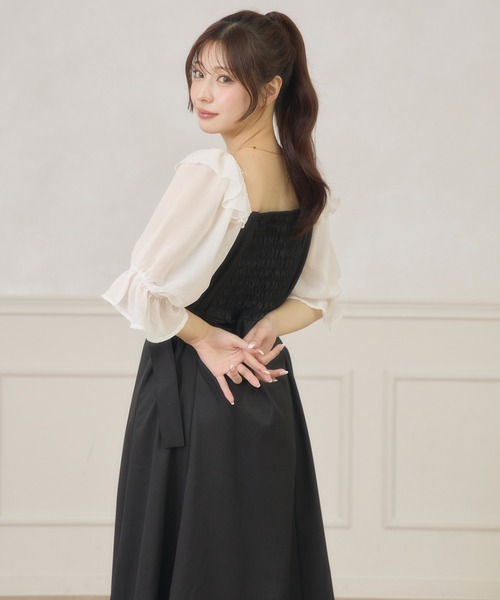 Ambre Neige(アンブルネージュ)の「side velt docking dress / サイドベルトドッキングワンピース(ワンピース・レディース・ホワイト系その他/ベージュ/ブラック・FREE)」の15枚目の写真