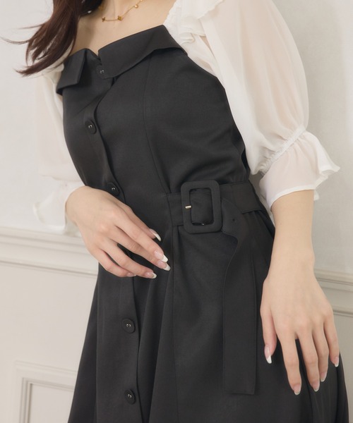 Ambre Neige(アンブルネージュ)の「side velt docking dress / サイドベルトドッキングワンピース(ワンピース・レディース・ホワイト系その他/ベージュ/ブラック・FREE)」の16枚目の写真