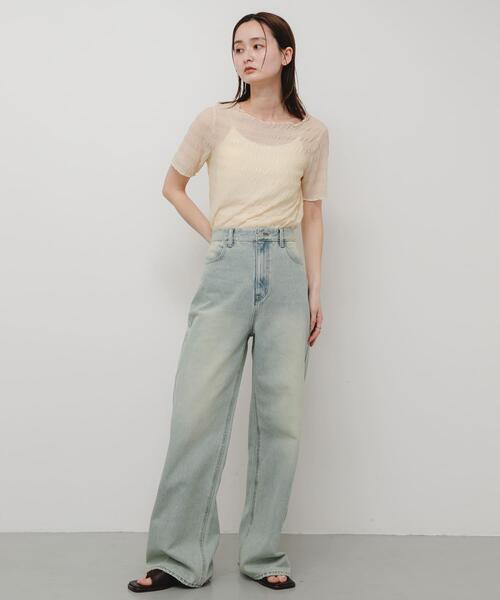 SENSE OF PLACE by URBAN RESEARCH（センスオブプレイスバイアーバンリサーチ）の「シャーリングシアートップ(5分袖)（Tシャツ/カットソー・レディース・アイボリー/ブラウン/オレンジ/ブラック・ONE）」の7枚目の写真