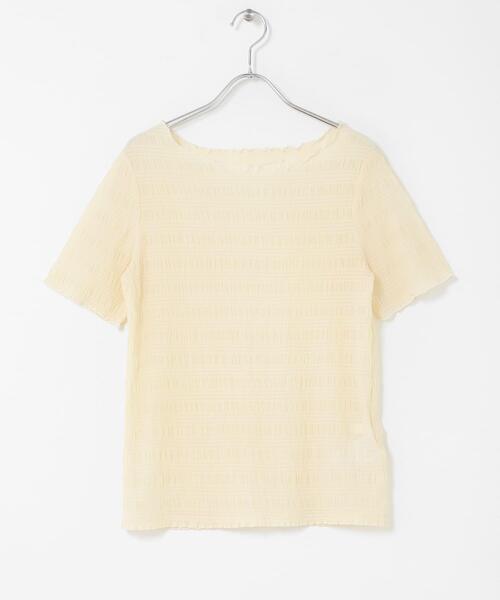 SENSE OF PLACE by URBAN RESEARCH（センスオブプレイスバイアーバンリサーチ）の「シャーリングシアートップ(5分袖)（Tシャツ/カットソー・レディース・アイボリー/ブラウン/オレンジ/ブラック・ONE）」の8枚目の写真