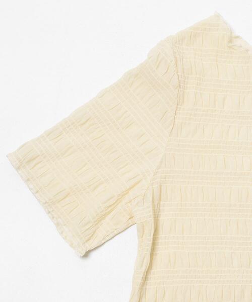 SENSE OF PLACE by URBAN RESEARCH（センスオブプレイスバイアーバンリサーチ）の「シャーリングシアートップ(5分袖)（Tシャツ/カットソー・レディース・アイボリー/ブラウン/オレンジ/ブラック・ONE）」の9枚目の写真