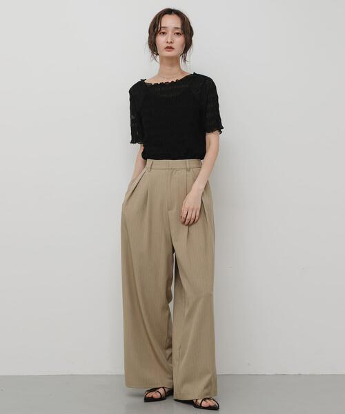 SENSE OF PLACE by URBAN RESEARCH（センスオブプレイスバイアーバンリサーチ）の「シャーリングシアートップ(5分袖)（Tシャツ/カットソー・レディース・アイボリー/ブラウン/オレンジ/ブラック・ONE）」の13枚目の写真