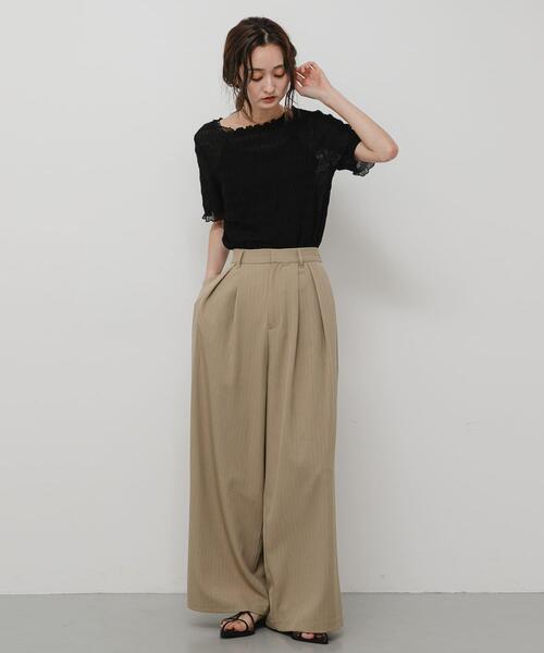 SENSE OF PLACE by URBAN RESEARCH（センスオブプレイスバイアーバンリサーチ）の「シャーリングシアートップ(5分袖)（Tシャツ/カットソー・レディース・アイボリー/ブラウン/オレンジ/ブラック・ONE）」の14枚目の写真