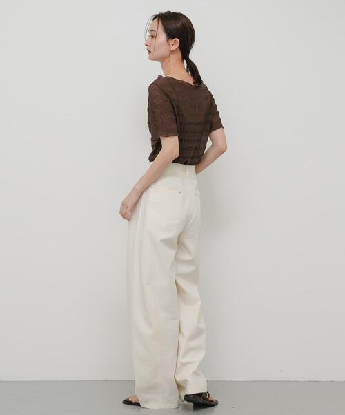 SENSE OF PLACE by URBAN RESEARCH（センスオブプレイスバイアーバンリサーチ）の「シャーリングシアートップ(5分袖)（Tシャツ/カットソー・レディース・アイボリー/ブラウン/オレンジ/ブラック・ONE）」の22枚目の写真