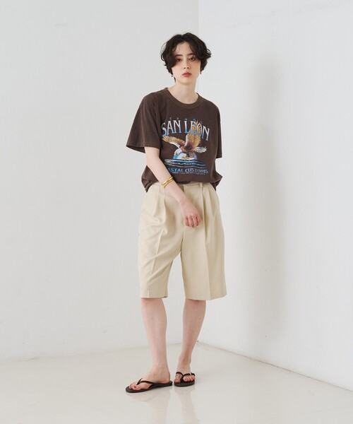 Rouge vif Anna(ルージュヴィフアンナ)の「サイロツイルハーフパンツ(その他パンツ・レディース・グレイッシュベージュ/オフホワイト・36/38)」の9枚目の写真